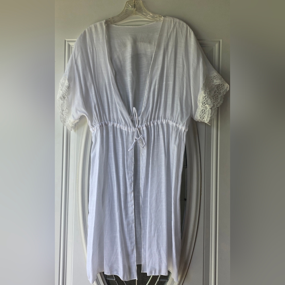 White Lace Trimmed Dress